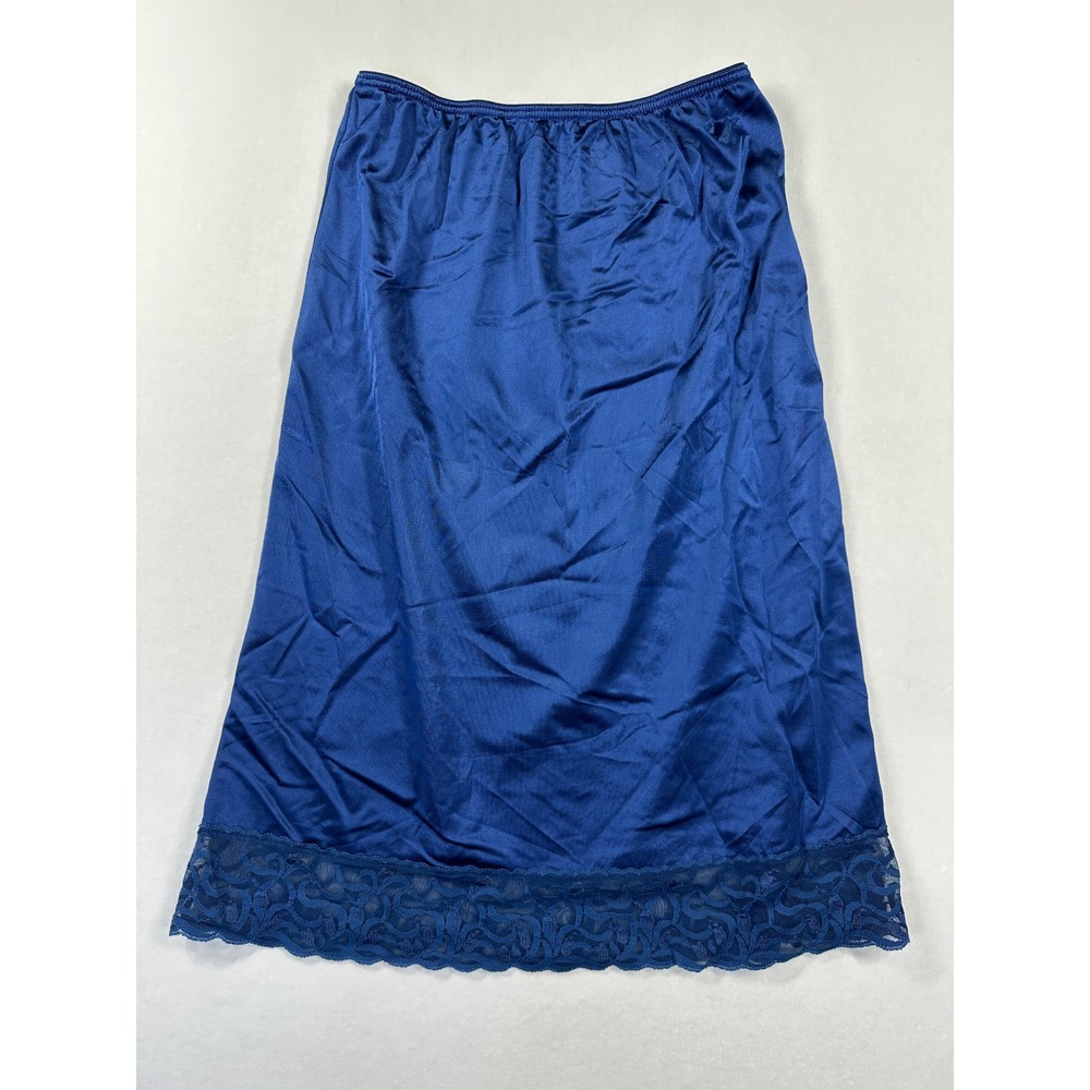 Vintage 80s Ashley Taylor Half Slip Sz 5 Blue Lace Romantic Lingerie Retro USA